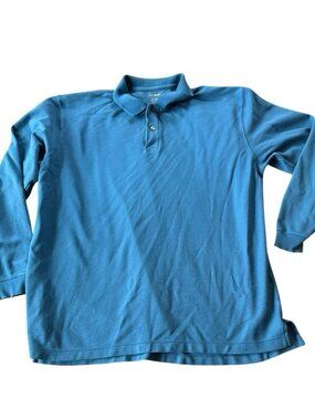 LL Bean Men’s Size XL Tall Blue Long Sleeve Polo Shirt 100% Cotton Collar 236478